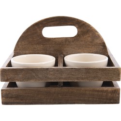 Clayre & Eef Bloempot Set van 4  24x24x17 cm Bruin Hout Vierkant Plantenpot