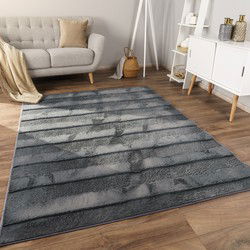 Laagpolig vloerkleed - Arinzo - 3D-strepen - - 200x280 cm