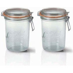 Le Parfait Voorraad/weckpot - 8x - transparant glas - 17 x 10 cm - 1L - Weckpotten