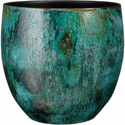 Mica Decorations Loren Bloempot - 34x34x34 cm - Terracotta - Blauw