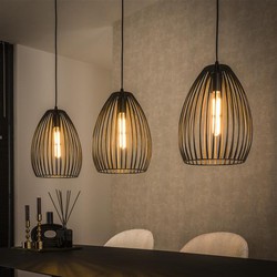 Hoyz - Hanglamp 3L Stripe Metal - Zwart bruin