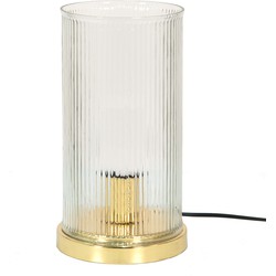 Clayre & Eef Tafellamp Ø 15*27 cm E27/max 1*40W Goudkleurig Glas Metaal Rond Bureaulamp Nachtlampje