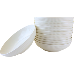 OTIX Pastaborden - Bordenset - 12 Persoons - Diepe Borden - Soepborden - 20cm - Wit - Porselein - LUNA