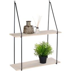 Haag Shelf - shelf with black frame and 2 natural wood shelves