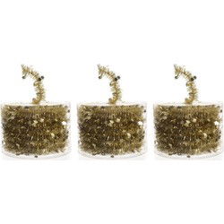 Decoris Kerstslinger - 3x - met sterren - goud - glanzend - 700 cm - Kerstslingers