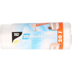 20x stuks afvalzakken/vuilniszakken - 20 liter - transparant - Prullenbak zakken - Vuilniszakken