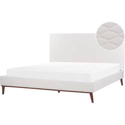 BAYONNE - Tweepersoonsbed - Gebroken wit - 180 x 200 cm - Fluweel
