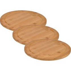 Set van 3x stuks bamboe broodplank/serveerplank/snijplank rond 25 cm - Serveerplanken