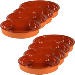 8x Terracotta tapas borden/schalen 24 cm en 21 cm - Snack en tapasschalen