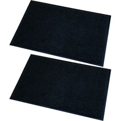 2x stuks deurmatten/droogloopmatten Memphis zwart 80 x 120 cm - Deurmatten