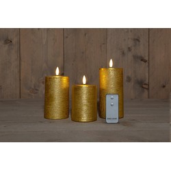 B.O. 3Pcs 3D Wick Gold Candle 7,5X1012,515 cm Rustic Wax