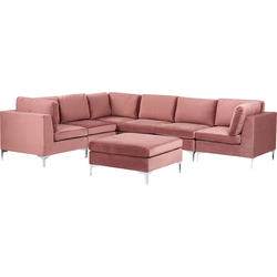 EVJA - Hoekbank met ottmaan - Roze - Rechterzijde - Fluweel