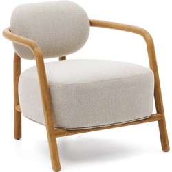 Kave Home - Beige Melqui-fauteuil in massief eikenhout met natuurlijke afwerking