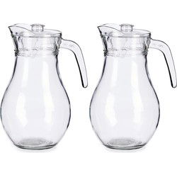 Vivalto sapkan karaf met deksel - 2x - glas - 1,8 liter - transparant - Schenkkannen
