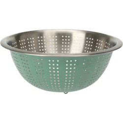 Excellent Houseware RVS keuken vergiet/zeef - afgieten etenswaren - mintgroen - 27 x 12.5 cm - Vergieten