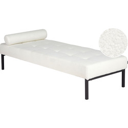 Beliani CHINON - Chaise longue-Wit-Bouclé