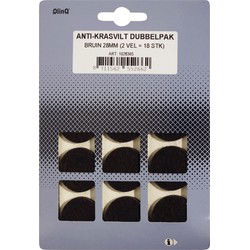 QlinQ Anti-krasvilt - 18x - bruin - 28 mm - rond - zelfklevend - meubel beschermvilt - Meubelviltjes