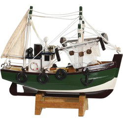Vissersboot schaalmodel - Hout - 16 x 5 x 15 cm - Beeldjes
