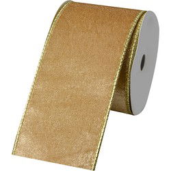 Clayre & Eef Decoratie Lint 63 mm x 5 m Geel Wit Synthetisch