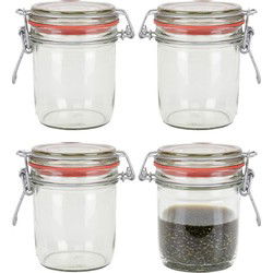 Weckpot/inmaakpot - 4x - glas - 300 ml - beugelsluiting - transparant - Weckpotten
