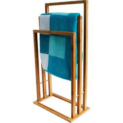 Handdoekenrek Titan - voor in de badkamer - bamboe hout - lichtbruin - 42 x 24 x 82 cm - Handdoekrekken