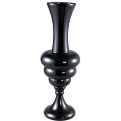 PTMD Nimai Black Antique Shaped Glass Vase Shiny L
