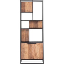 DTP Home TV wall element bookcase Cosmo, 2 doors, open racks,220x80x40 cm, recycled teakwood