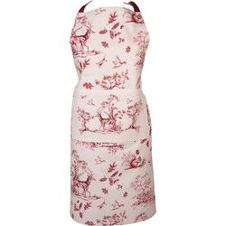 Clayre & Eef Keukenschort Wit Roze Katoen Rendieren