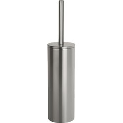 Spirella Luxe Toiletborstel in houder Cannes - zilver - metaal - 40 x 9 cm - met binnenbak - Toiletborstels