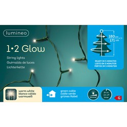 Kerstlampjes 1-2 glow strengverlichting warm wit buiten 180 lampjes 180 cm met dimmer - Kerstverlichting kerstboom