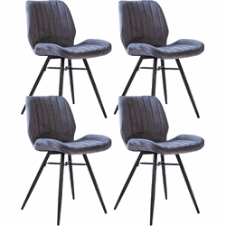 Set van 4 Eetkamerstoelen Beau Antraciet Velvet Stof - Zonder Armleuningen