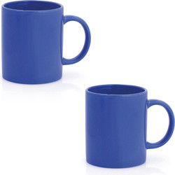 Bellatio Design Koffie mokken/bekers - 6x - keramiek - blauw - 370 ml - Bekers