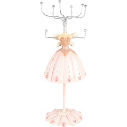Clayre & Eef Sieraden Standaard Ø 7x19 cm Roze Kunststof Metaal