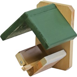 Boon Vogelhuisje/voederhuisje - hout - met groen dakje - 16 cm - Vogelvoederhuisjes