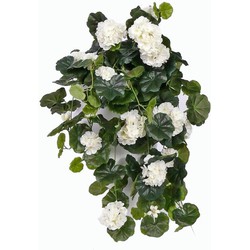 TopArt Kunstplant Witte geranium - wit - hangplant - 70 cm - decoratie - Kunstplanten