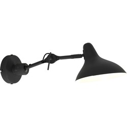 Retro Wandlamp - Anne Light & Home - Metaal - Retro - E27 - L: 20cm - Voor Binnen - Woonkamer - Eetkamer - Zwart