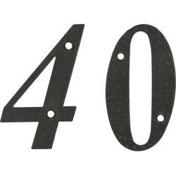 AMIG Huisnummer 40 - massief gesmeed staal - 10cm - incl. bijpassende schroeven - zwart - Huisnummers