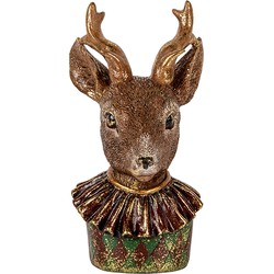 Clayre & Eef Decoratie Beeld Hert 13x11x22 cm Bruin Kunststof