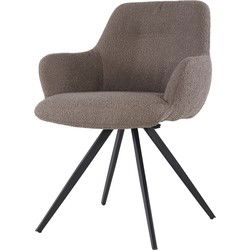 Livingfurn - Eetkamerstoel Doreen Boucle - Brown - 2 stuks