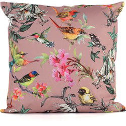 Anna's Collection Sierkussen voor binnen en buiten - bloemenprint - oud roze - 45 x 45 cm - tuinkussen - Sierkussens