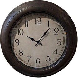 Wandklok metal look bruin