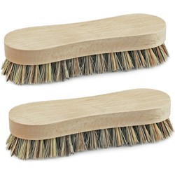 2x Schrobborstels hout achtvormig 17 cm - Schrobborstels