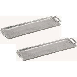 Wurm Kaarsenbord- 2x -plateau - metaal - zilver - 44 x 13 x 3 cm - Kaarsenplateaus