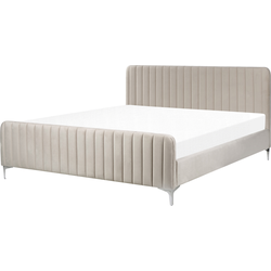 LUNAN - Tweepersoonsbed - Taupe - 180 x 200 cm - Fluweel