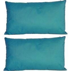 2x Bank/sier kussens voor binnen en buiten in de kleur petrol blauw 30 x 50 cm - Sierkussens