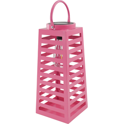 Lamp- Lantern - Solar - Metal - Pink - 14x32,5cm