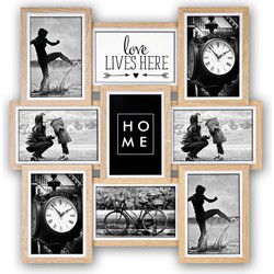 Multi fotolijst - Multi - houten frame - naturel/wit - 9 lijstjes - Fotolijsten