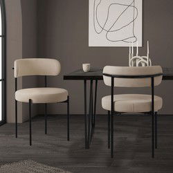 Eetkamerstoel set van 2 met teddy stof met rugleuning bruin Keukenstoel ML-Design