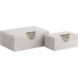 PTMD Opbergbox Hazael - 36x25x13 cm - Suede - Goud