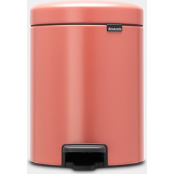 NewIcon Pedal Bin, 5 litre, Soft Closing, Plastic Inner Bucket - Terracotta Pink